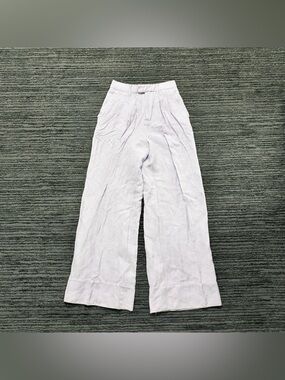 L’Academie Star Wide Leg High Rise Pleated Lilac Purple Linen Blend Trouser Pant